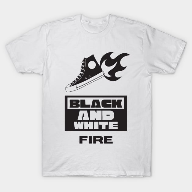 Black and White fire T-Shirt by KINGShut